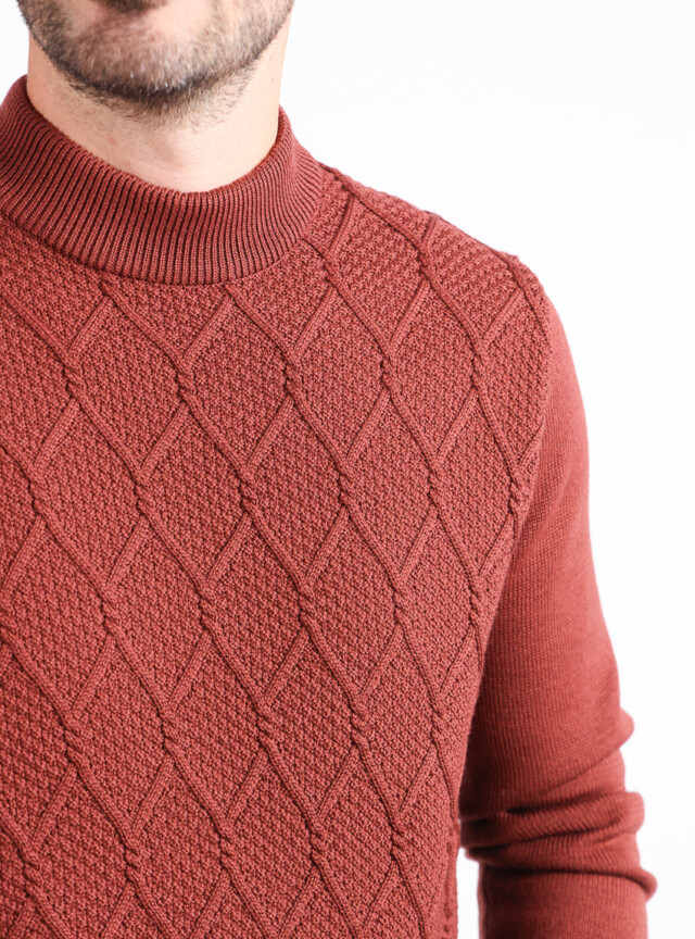 Maison Solfin - Pull homme en laine mérinos rouge – 6