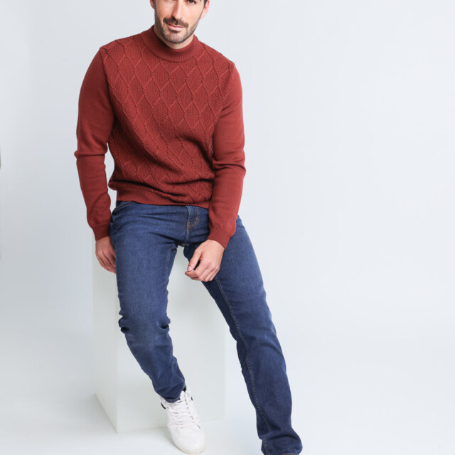 Maison Solfin - Pull homme en laine mérinos rouge – 6