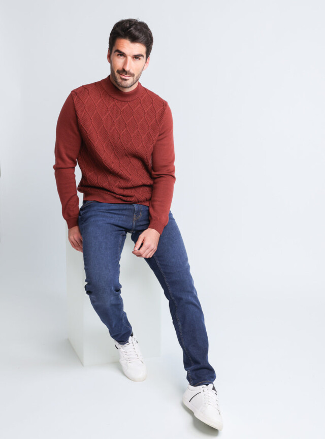 Maison Solfin - Pull homme en laine mérinos rouge – 6