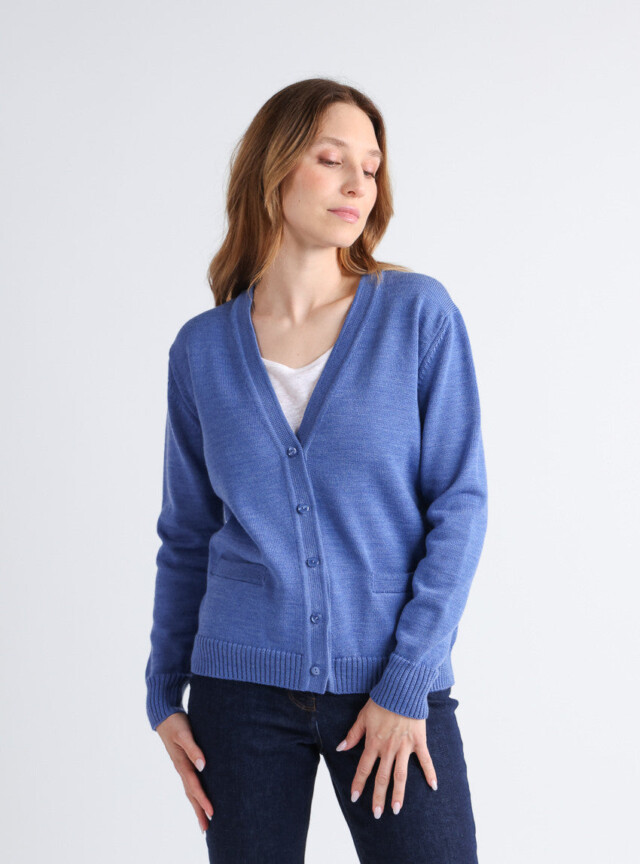 MAISON SOLFIN - Gilet femme en laine bleu élégant