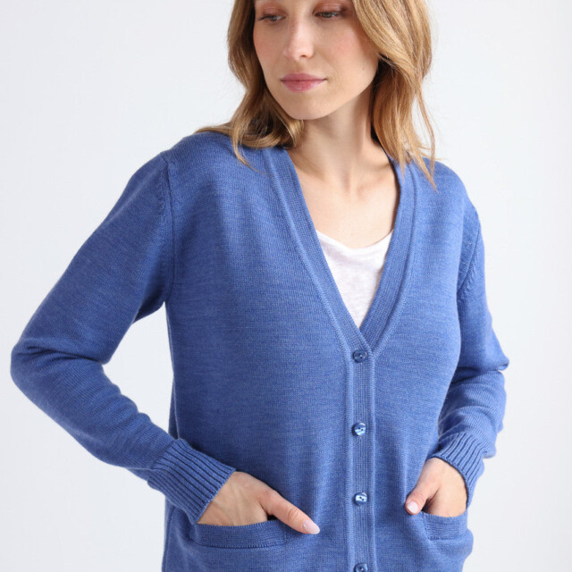 Maison-solfin - Gilet femme en laine bleu élégant – 48
