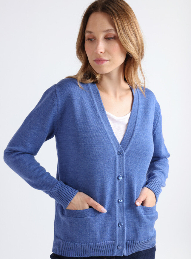 Maison-solfin - Gilet femme en laine bleu élégant – 48