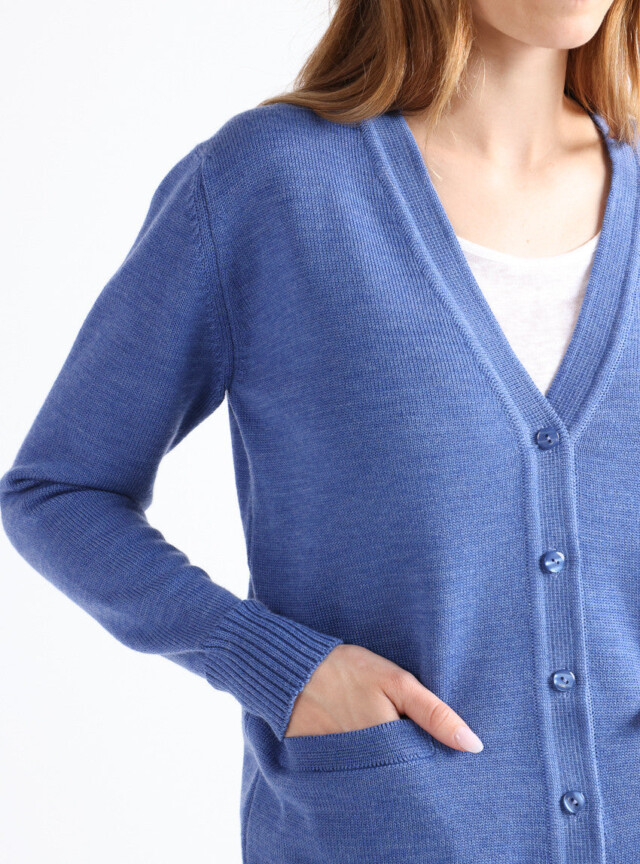 Maison-solfin - Gilet femme en laine bleu élégant – 48