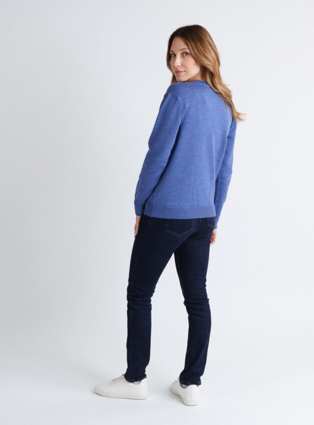 Maison-solfin - Gilet femme en laine bleu élégant – 48