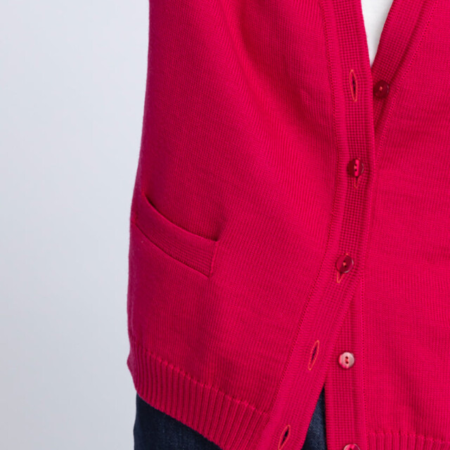 Maison-solfin - Gilet femme en laine rose rubis – 44