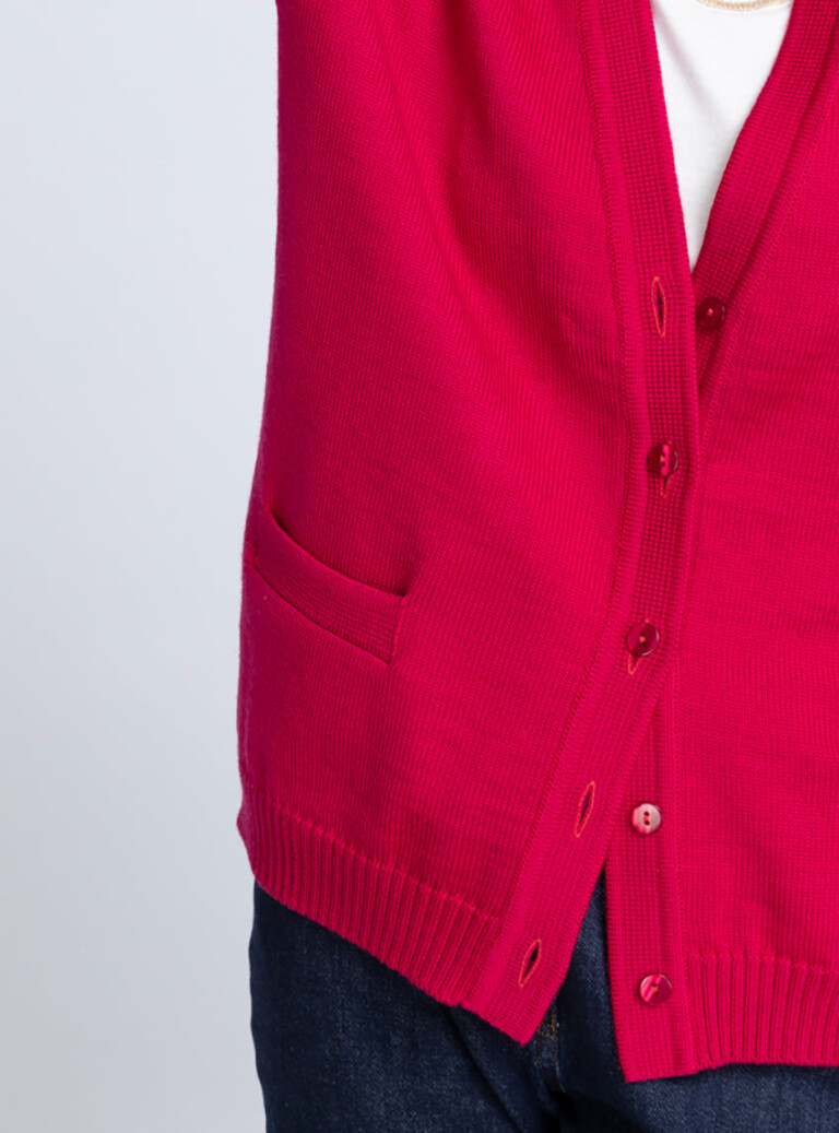 Maison-solfin - Gilet femme en laine rose rubis – 44