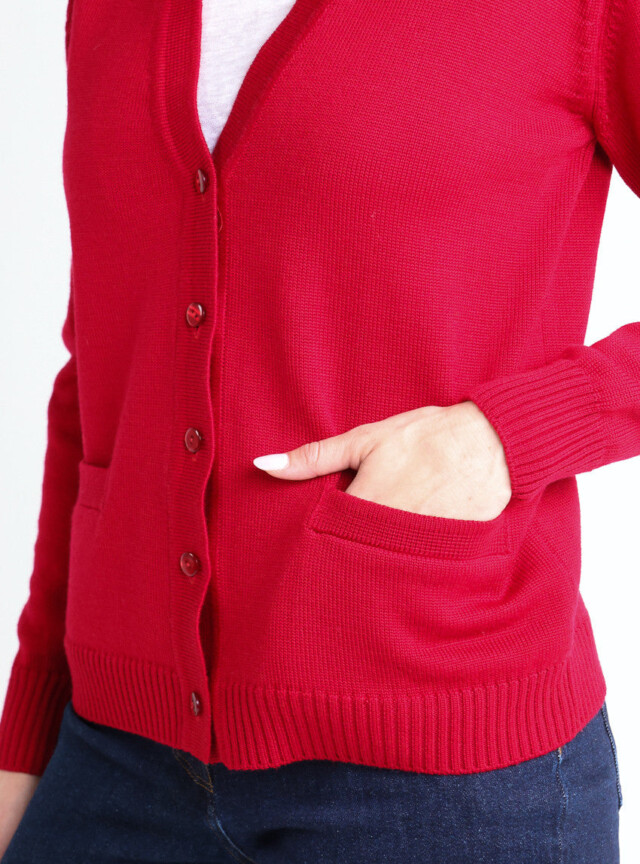 Maison-solfin - Gilet femme en laine rouge foncé – 48