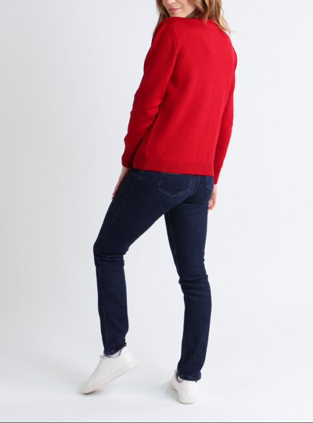 Maison-solfin - Gilet femme en laine rouge foncé – 48