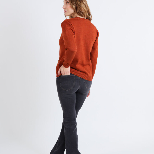Maison-solfin - Cardigan femme en laine jersey épais Orange Ambré – 48
