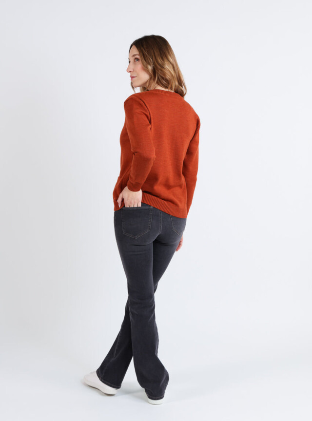 Maison-solfin - Cardigan femme en laine jersey épais Orange Ambré – 48