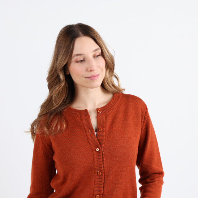 Maison-solfin - Cardigan femme en laine jersey épais Orange Ambré – 48