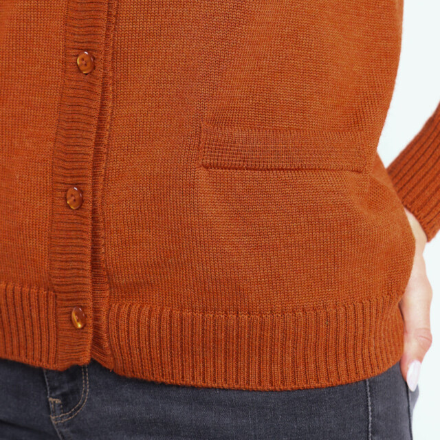 Maison-solfin - Cardigan femme en laine jersey épais Orange Ambré – 48