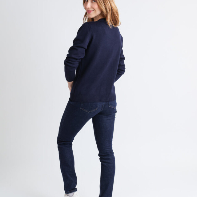 Maison-solfin - Cardigan femme en laine jersey épais Bleu Marine – 50