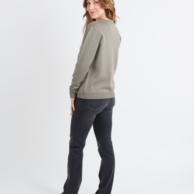 Maison-solfin - Cardigan femme en laine jersey épais Vert Olive – 50