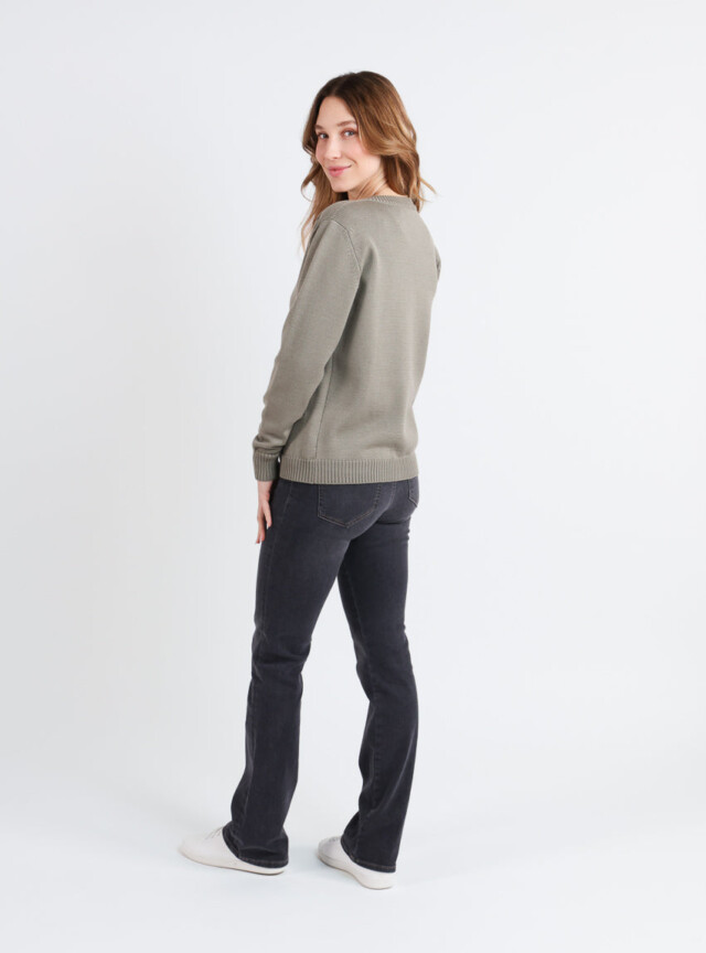 Maison-solfin - Cardigan femme en laine jersey épais Vert Olive – 50