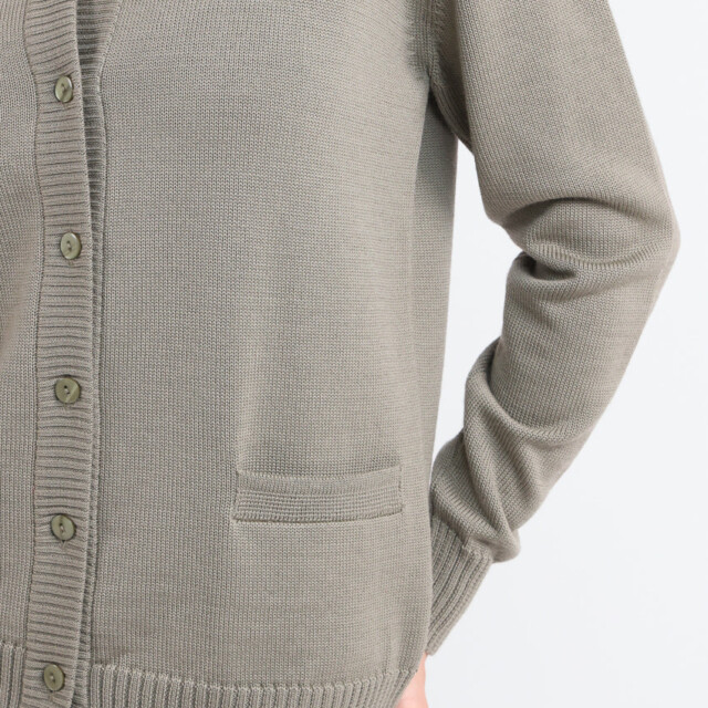 Maison-solfin - Cardigan femme en laine jersey épais Vert Olive – 50