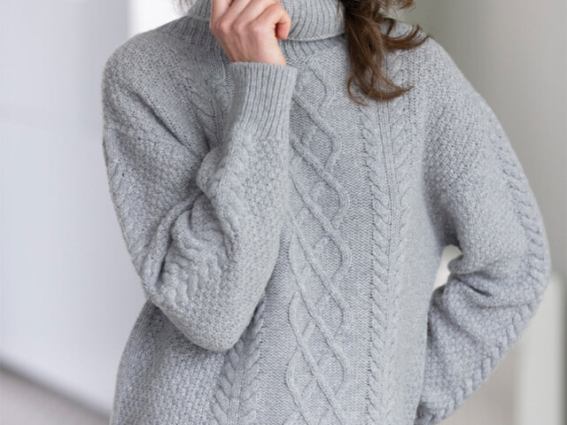 Maison-solfin - Pull col roule femme en laine recyclée gris – 5