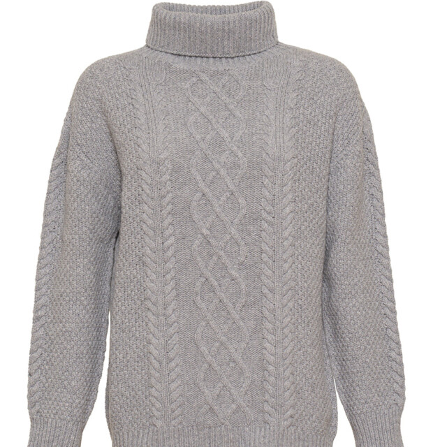 Maison-solfin - Pull col roule femme en laine recyclée gris – 5