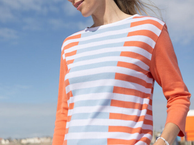 Maison Solfin - Pull marinière femme orange – 50