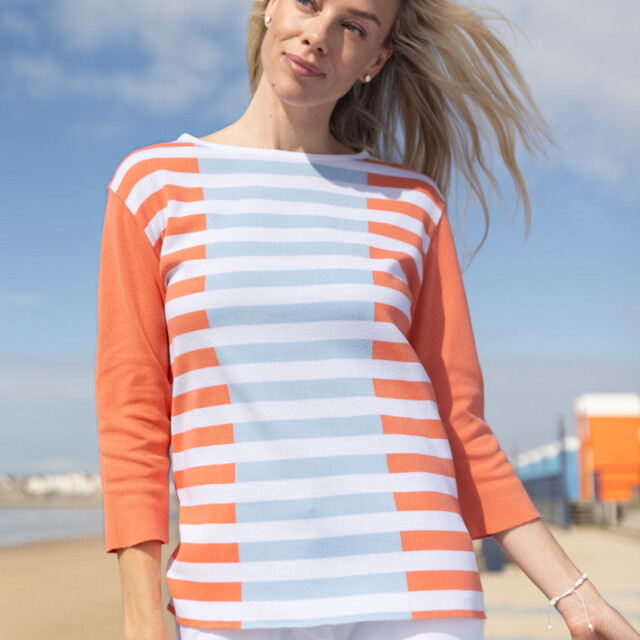 Maison Solfin - Pull marinière femme orange – 50