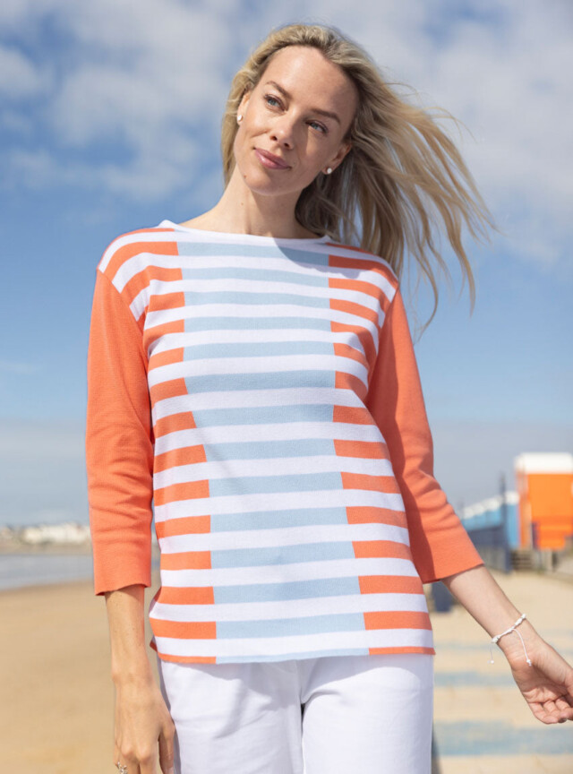 Maison Solfin - Pull marinière femme orange – 50