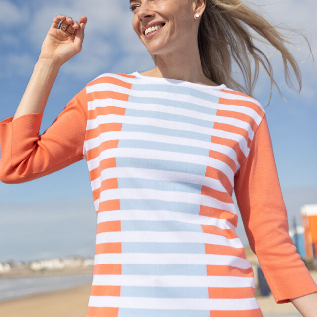 Maison Solfin - Pull marinière femme orange – 50