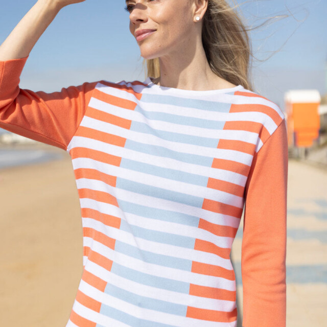 Maison Solfin - Pull marinière femme orange – 50