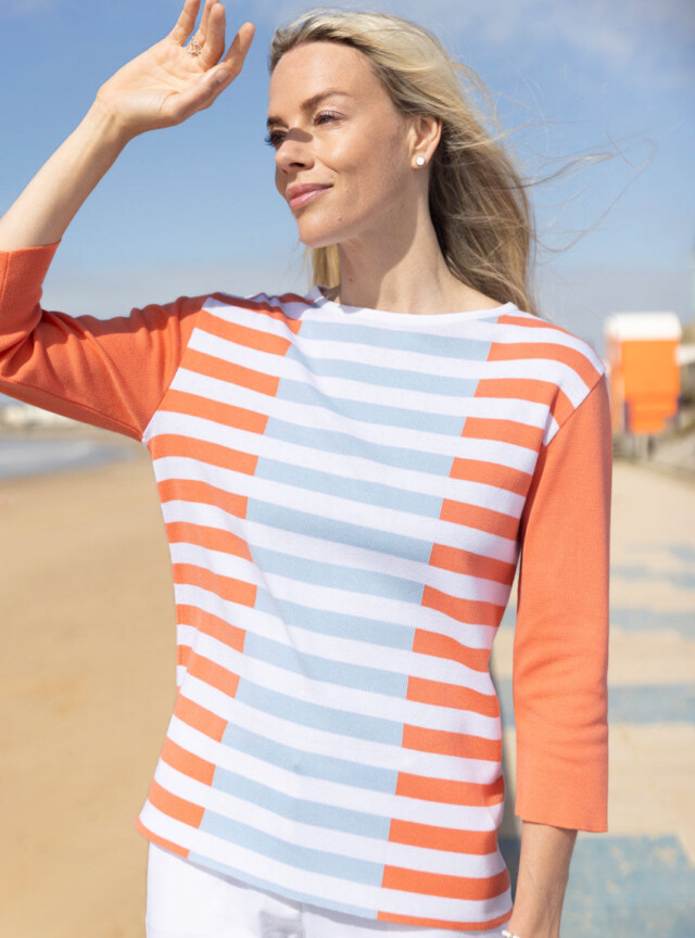 Maison Solfin - Pull marinière femme orange – 50