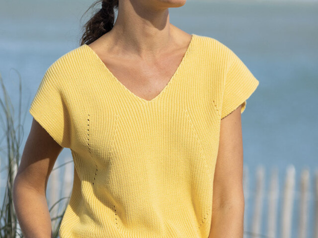 Maison Solfin - Pull sans manches femme jaune – 4