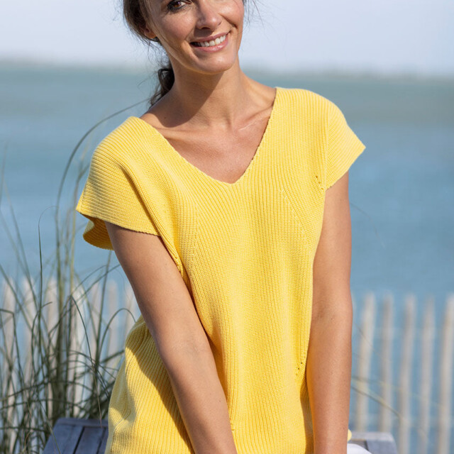 Maison Solfin - Pull sans manches femme jaune – 4