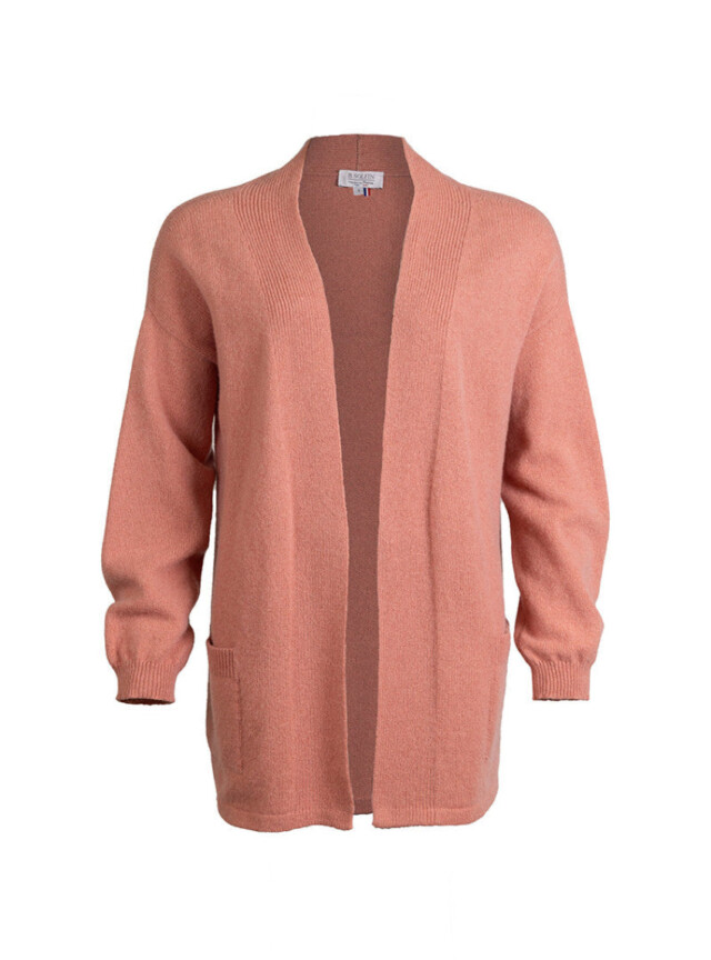 Maison Solfin - Gilet long femme en laine recyclée rose – 4