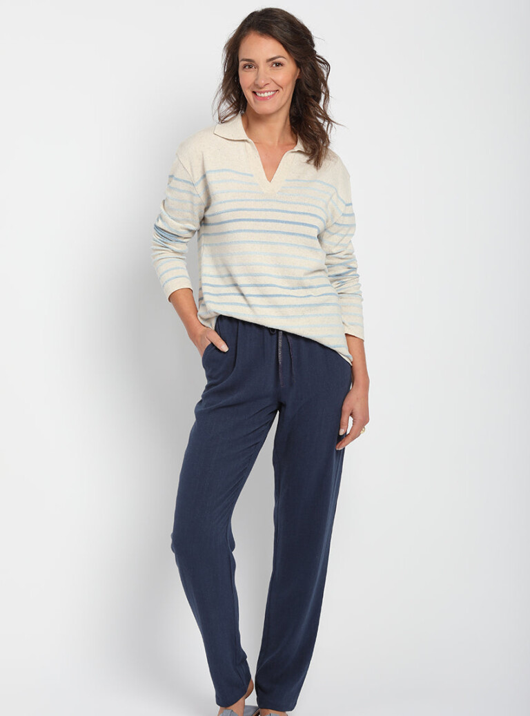 Maison Solfin - Pull marinière femme en coton raye bleu – 44