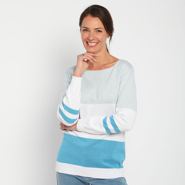 Maison Solfin - Pull femme rayé bleu pacifique – 50