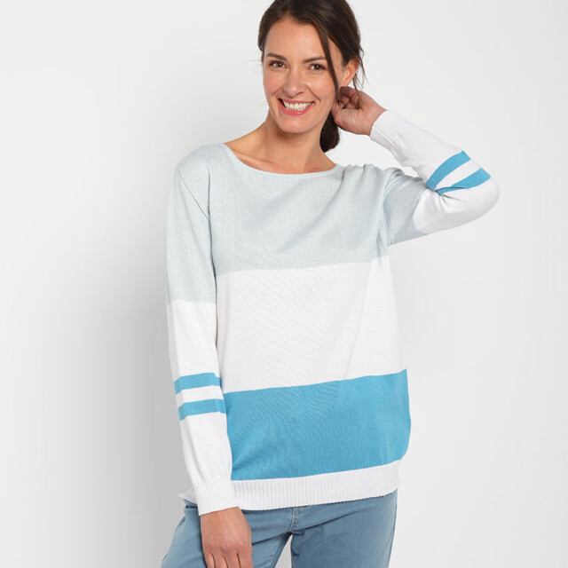 Maison Solfin - Pull femme rayé bleu pacifique – 50