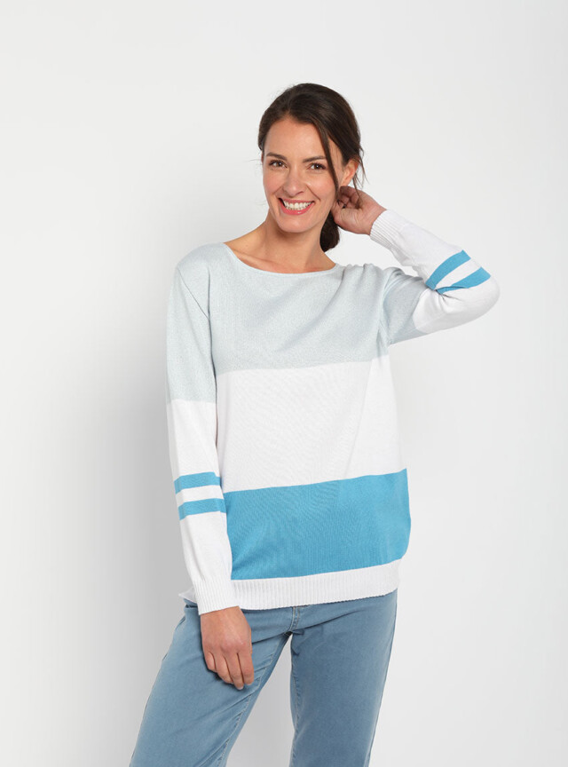 Maison Solfin - Pull femme rayé bleu pacifique – 50