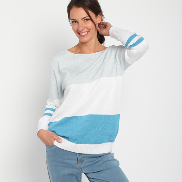 Maison Solfin - Pull femme rayé bleu pacifique – 50