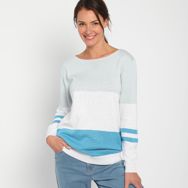 Maison Solfin - Pull femme rayé bleu pacifique – 50