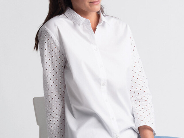 Maison Solfin - Chemisier femme blanc en coton – 46