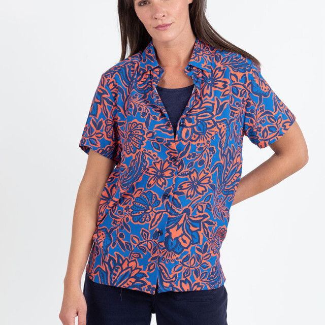 Maison Solfin - Chemisier femme en viscose imprimé floral bleu – 52
