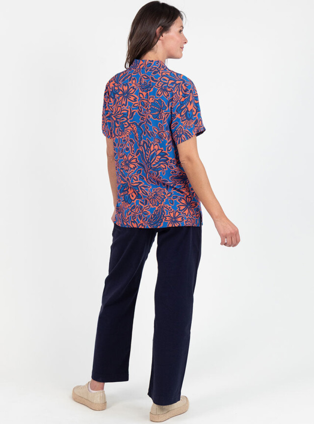 Maison Solfin - Chemisier femme en viscose imprimé floral bleu – 52