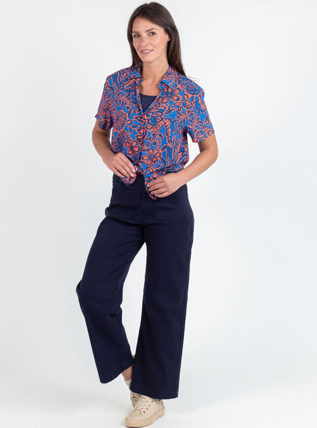 Maison Solfin - Pantalon femme 7/8ème bleu marine – 46
