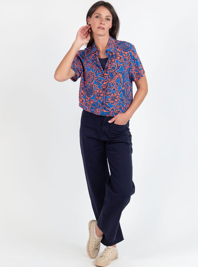 Maison Solfin - Pantalon femme 7/8ème bleu marine – 46