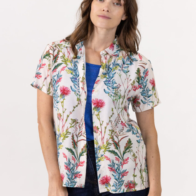 Maison-solfin - Chemisier femme en viscose imprimé herbier bleu – 48