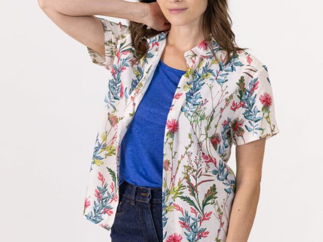 7530 web 18 Maison-solfin - Chemisier femme en viscose imprimé herbier bleu – 48