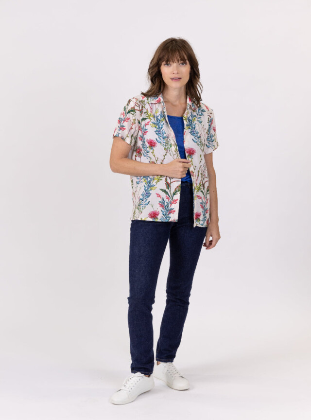 Maison-solfin - Chemisier femme en viscose imprimé herbier bleu – 48