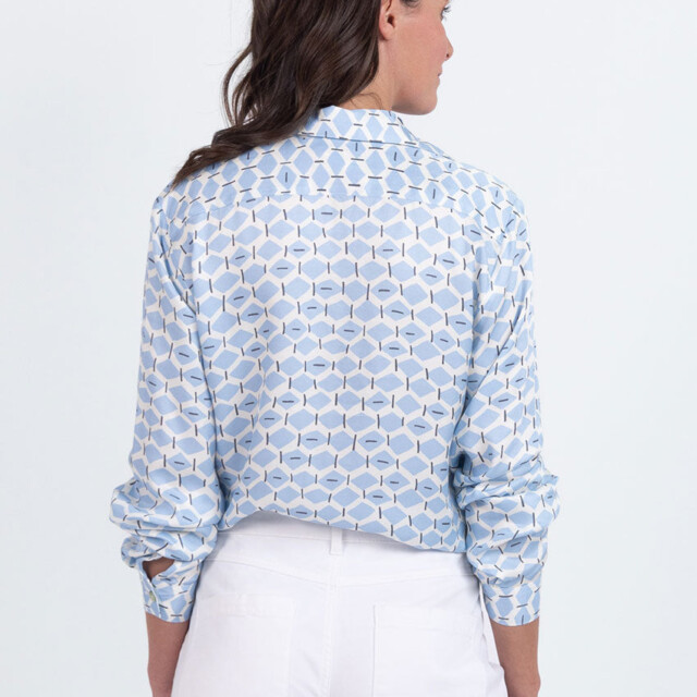 Maison Solfin - Chemisier femme rayé en viscose bleu graphique – 50
