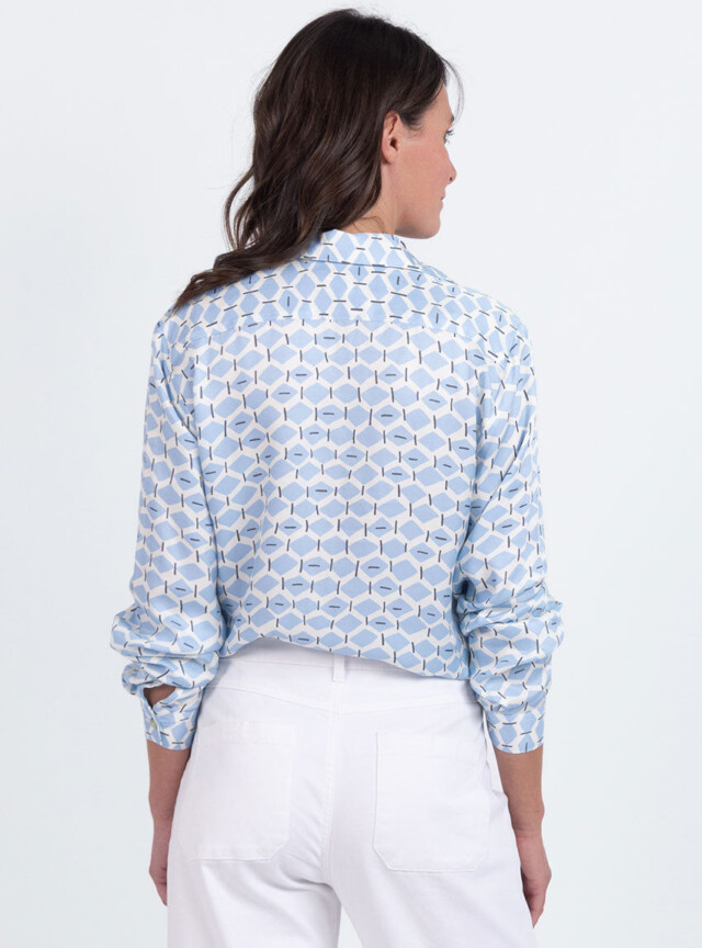 Maison Solfin - Chemisier femme rayé en viscose bleu graphique – 50