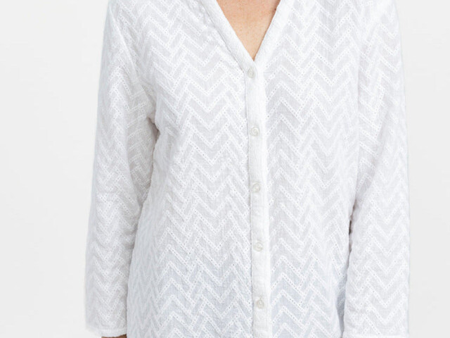7534 NAT 1 chemisier coton blanc naturel Maison Solfin - Chemisier femme en coton blanc naturel – 46