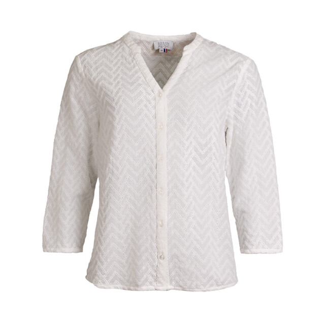 Maison Solfin - Chemisier femme en coton blanc naturel – 46