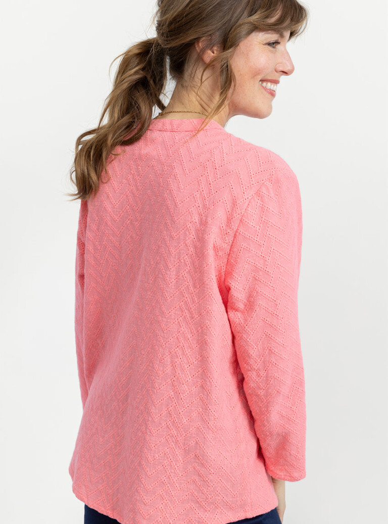 Maison Solfin - Chemisier femme en coton rose corail – 44